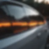 Close-up view of heat proof window tint applied to a car