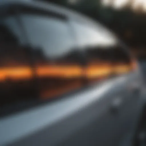 Close-up view of heat proof window tint applied to a car