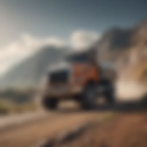 A powerful six-cylinder truck navigating a rugged terrain.