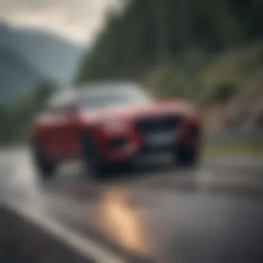 Dynamic performance of the 2019 Jaguar F-Pace on a winding road