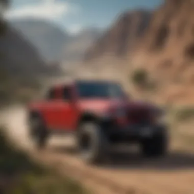 Off-Road Capabilities of Jeep Wrangler Gladiator Diesel Jeep Wrangler Gladiator Diesel navigating through challenging off-road terrain