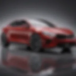 Sleek exterior design of Kia's four-door sports car showcasing aerodynamic lines