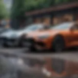 Two luxury cars parked side by side showcasing the option of leasing