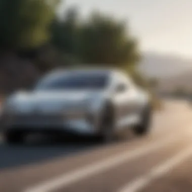 Unleashing Performance: Lucid EV on Open Roads Lucid EV showcasing its performance on an open road