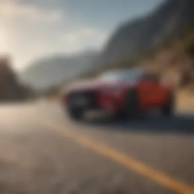 Mustang Mach-E on a scenic road highlighting its performance