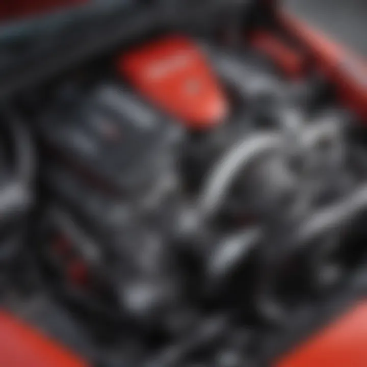 Close-up of the engine components of the 2017 Nissan GT-R Nismo