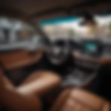 Interior view of a spacious SUV highlighting comfort and technology features.