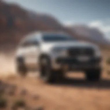 Performance-Centric SUV in Action A powerful SUV navigating rugged terrain showcasing performance capabilities.