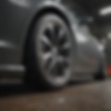 Application of a wheel cleaner spray in action