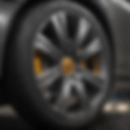 Close-up view of a wheel with baked-on brake dust