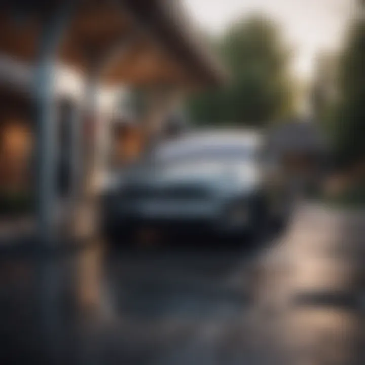 Tesla Model X charging station with the vehicle plugged in