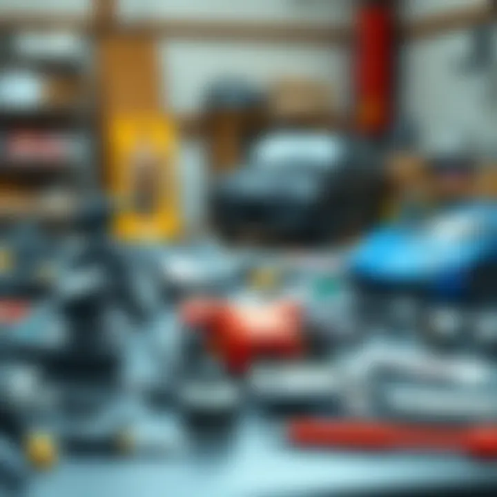 Various car scanning tools on a table