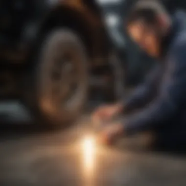 A technician using heat to loosen a stuck bolt