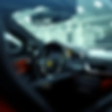 Close-up of a Ferrari dashboard showcasing high-end features