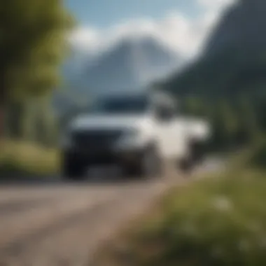 Nissan EV truck parked in a scenic outdoor setting