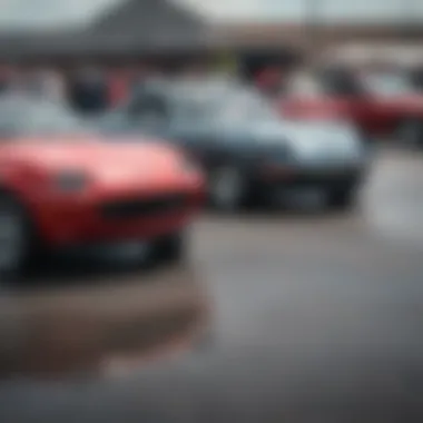 Enthusiast Gathering for the First Mazda Miata A group of enthusiasts admiring a first-generation Mazda Miata at a car show.
