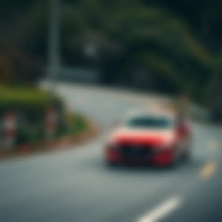 Mazda3 in action on a winding road emphasizing performance