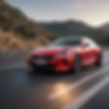 Performance of the New Kia Coupe Dynamic driving performance on a winding road.