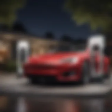 Electric vehicle charging station with Tesla branding