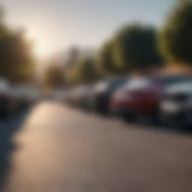 Diversity in Vehicle Ownership A driveway filled with various parked vehicles showcasing diversity in car ownership.