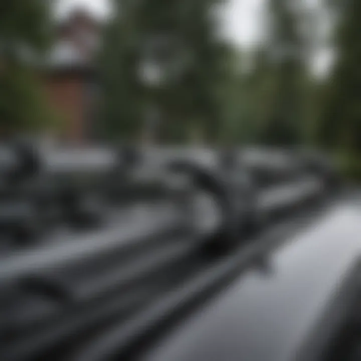 Close-up of Thule roof rack installation on a vehicle