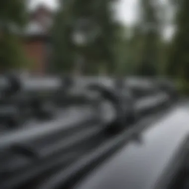 Close-up of Thule Roof Rack Installation Close-up of Thule roof rack installation on a vehicle