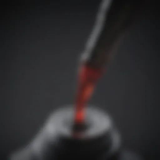 Close-up view of transmission fluid dipstick showing fluid level