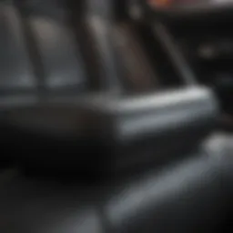 Close-up of black leather seat with cleaner applicator