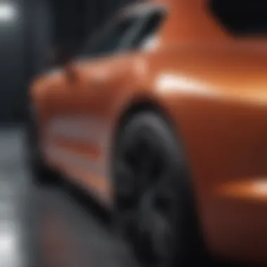 The Gleam of Ceramic Coating Close-up of a car's glossy surface showcasing ceramic coating