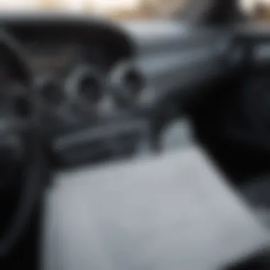 Close-up of a Mercedes dashboard and insurance documents