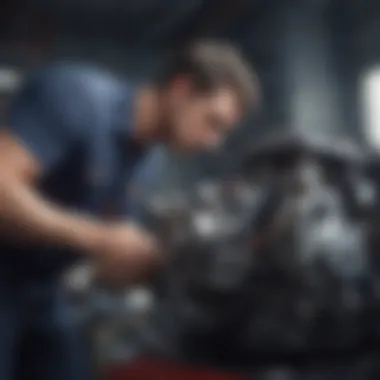 Mechanic checking an engine