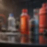 Oil change essentials including containers and tools