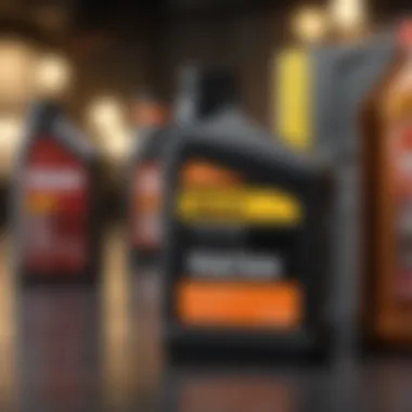 Different types of motor oil in various containers