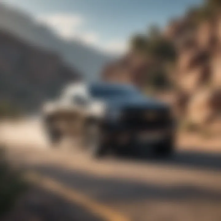 A four-cylinder Silverado on a scenic road highlighting eco-friendly driving