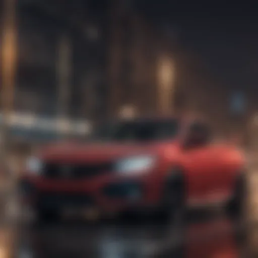 Dynamic view of Honda Civic SI in motion