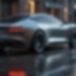 Futuristic electric vehicle model showcasing advanced design and technology