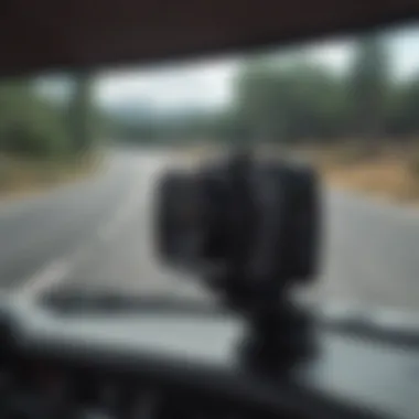 Illustration of proper dash cam installation in a van